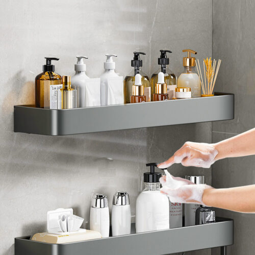 32cm Black Wall-Mounted Kitchen Spice Storage Organiser Shelf Rack - Image 7