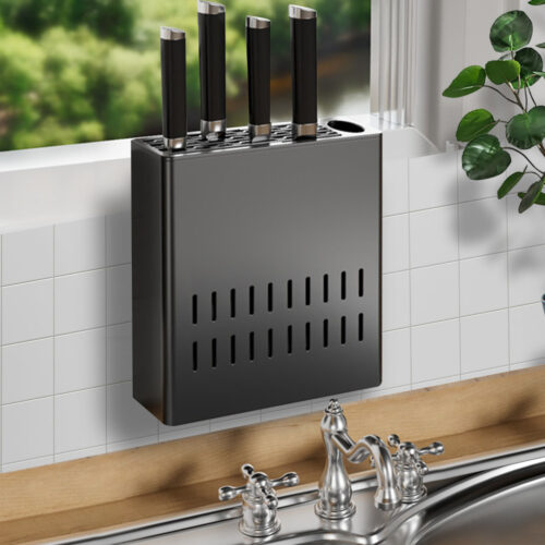 2x Wall Mounted Kitchen Knife Storage Rack Space-Saving Organiser - Image 3