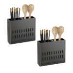 2x Wall Mounted Kitchen Utensil Storage Rack Spoon Fork Chopstick Space-Saving Organiser
