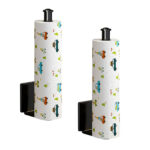 2x Black Wall-Mounted Kitchen Roll Holder Organiser Space Saving Rack