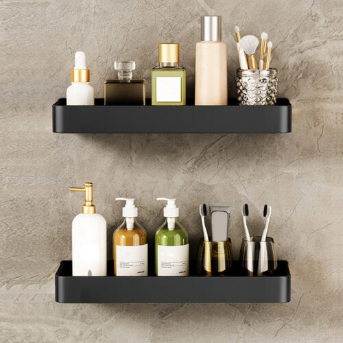 2x 30cm Black Wall-Mounted Kitchen Spice Storage Organiser Shelf Rack - Image 5