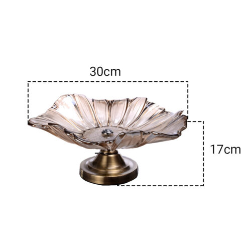 Bronze Tulip Crystal Glass Fruit Bowl Candy Holder Countertop Dessert Serving Basket Decor - Image 2
