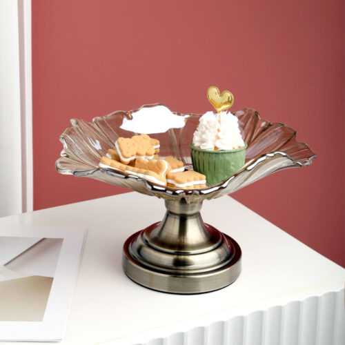 Bronze Tulip Crystal Glass Fruit Bowl Candy Holder Countertop Dessert Serving Basket Decor - Image 3