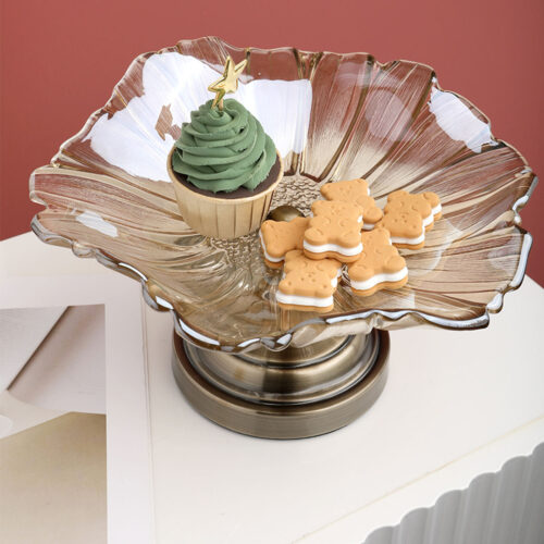 Bronze Tulip Crystal Glass Fruit Bowl Candy Holder Countertop Dessert Serving Basket Decor - Image 4