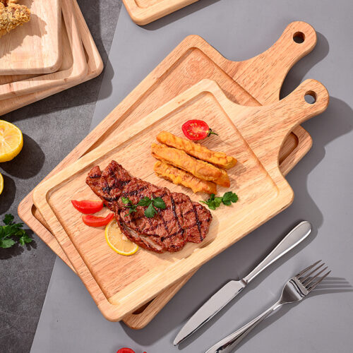35cm Rectangle Premium Wooden Oak Food Serving Tray Charcuterie Board Paddle Decor - Image 3