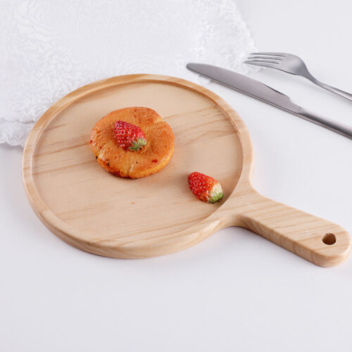 9 inch Round Premium Wooden Pine Food Serving Tray Charcuterie Board Paddle Decor - Image 5