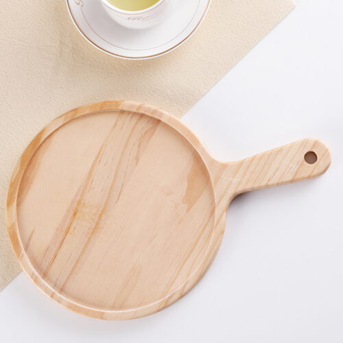 9 inch Round Premium Wooden Pine Food Serving Tray Charcuterie Board Paddle Decor - Image 6