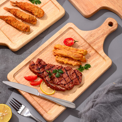 40cm Rectangle Premium Wooden Oak Food Serving Tray Charcuterie Board Paddle Decor - Image 3