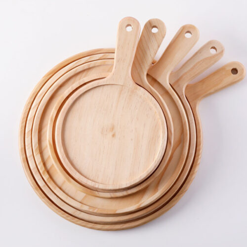 10 inch Round Premium Wooden Pine Food Serving Tray Charcuterie Board Paddle Decor - Image 7
