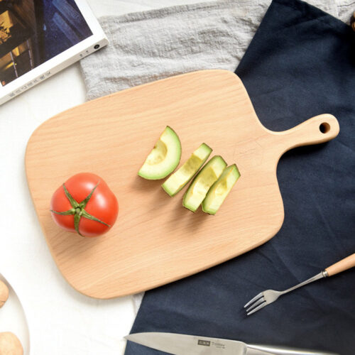 33cm Brown Rectangle Wooden Serving Tray Chopping Board Paddle with Handle Decor - Image 3