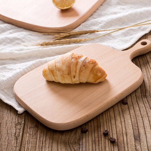 33cm Brown Rectangle Wooden Serving Tray Chopping Board Paddle with Handle Decor - Image 5
