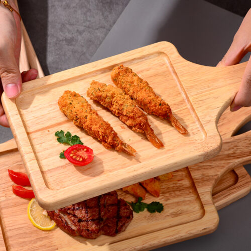 2x 30cm Rectangle Premium Wooden Oak Food Serving Tray Charcuterie Board Paddle Decor - Image 3