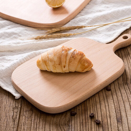 2x 26cm Brown Rectangle Wooden Serving Tray Chopping Board Paddle with Handle Decor - Image 5