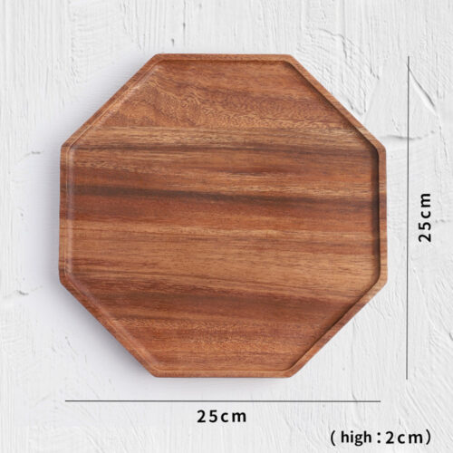 25cm Octagon Wooden Acacia Food Serving Tray Charcuterie Board Centerpiece Decor - Image 2