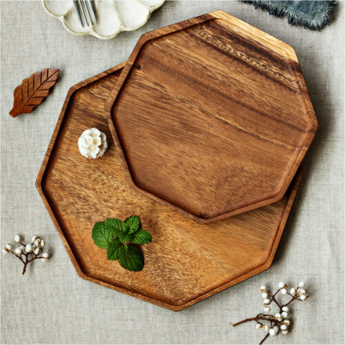 25cm Octagon Wooden Acacia Food Serving Tray Charcuterie Board Centerpiece Decor - Image 4