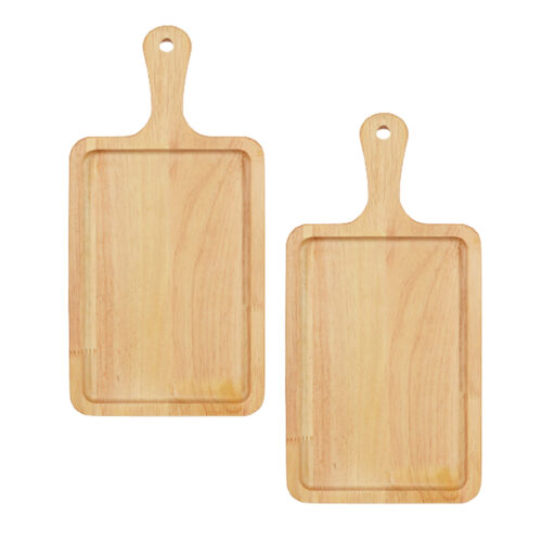 2x 35cm Rectangle Premium Wooden Oak Food Serving Tray Charcuterie Board Paddle Decor
