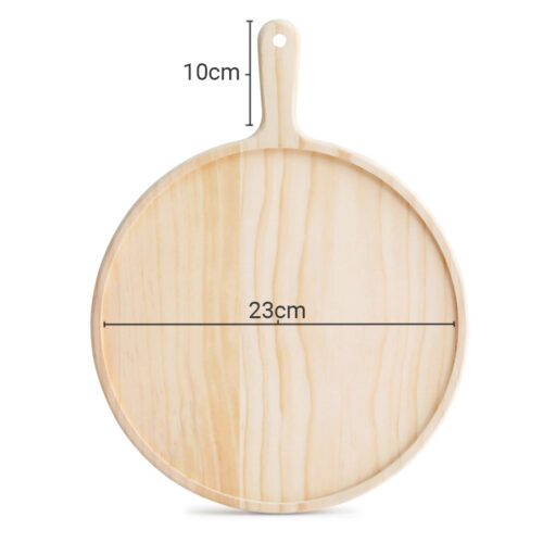 2x 9 inch Round Premium Wooden Pine Food Serving Tray Charcuterie Board Paddle Decor - Image 2