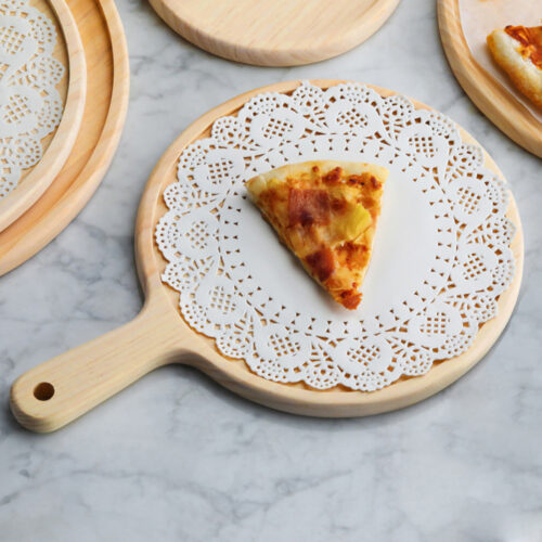 2x 9 inch Round Premium Wooden Pine Food Serving Tray Charcuterie Board Paddle Decor - Image 3