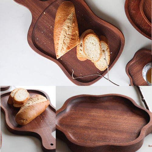 40cm Brown Wooden Serving Tray Board Paddle with Handle Decor - Image 4