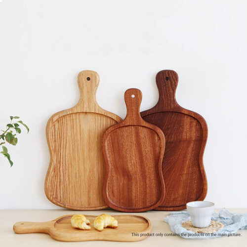40cm Brown Wooden Serving Tray Board Paddle with Handle Decor - Image 5