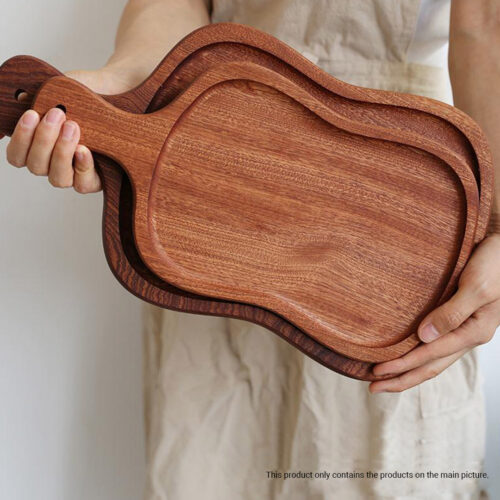 40cm Brown Wooden Serving Tray Board Paddle with Handle Decor - Image 7