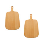 2x 33cm Brown Rectangle Wooden Serving Tray Chopping Board Paddle with Handle Decor
