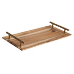 36cm Brown Rectangle Wooden Acacia Food Serving Tray Charcuterie Board Centerpiece Decor