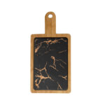 33.5cm Black Square Wooden Serving Tray Slate Steak Serving Platter Chopping Board Paddle Decor