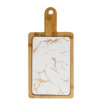 33.5cm White Square Wooden Serving Tray Slate Steak Serving Platter Chopping Board Paddle Decor