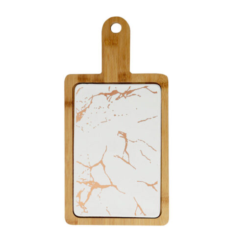 33.5cm White Square Wooden Serving Tray Slate Steak Serving Platter Chopping Board Paddle Decor