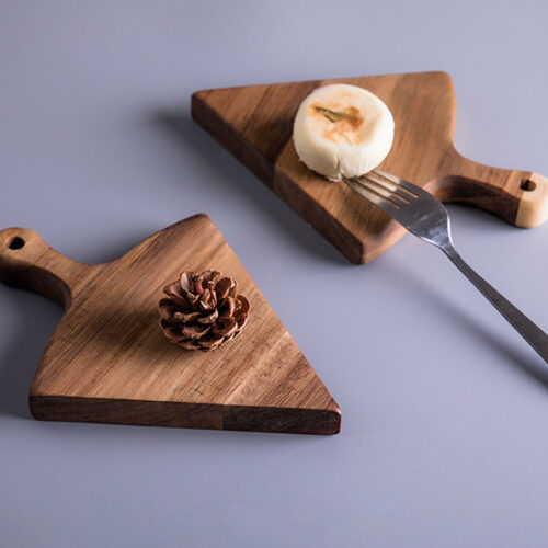 6 pcs Brown Round Divisible Wood Pizza Server Food Plate Board Pizza Paddle Cutting Board Decor - Image 4