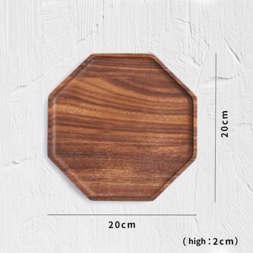 2x 20cm Octagon Wooden Acacia Food Serving Tray Charcuterie Board Centerpiece Decor - Image 2