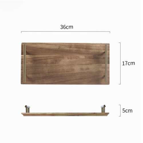 2x 36cm Brown Rectangle Wooden Acacia Food Serving Tray Charcuterie Board Centerpiece Decor - Image 2