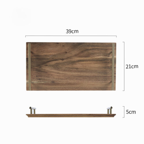 2x 39cm Brown Rectangle Wooden Acacia Food Serving Tray Charcuterie Board Decor - Image 2