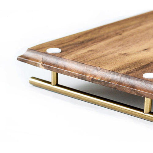 2x 39cm Brown Rectangle Wooden Acacia Food Serving Tray Charcuterie Board Decor - Image 4