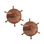 2x 6 pcs Brown Round Divisible Wood Pizza Server Food Plate Board Pizza Paddle Cutting Board Decor