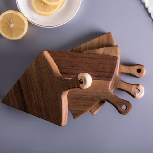 2x 6 pcs Brown Round Divisible Wood Pizza Server Food Plate Board Pizza Paddle Cutting Board Decor - Image 6