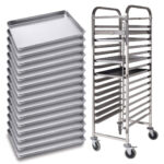 Gastronorm Trolley 15 Tier Stainless Steel with Aluminum Baking Pan Cooking Tray for Bakers