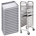 Gastronorm Trolley 16 Tier Stainless Steel with Aluminum Baking Pan Cooking Tray for Bakers