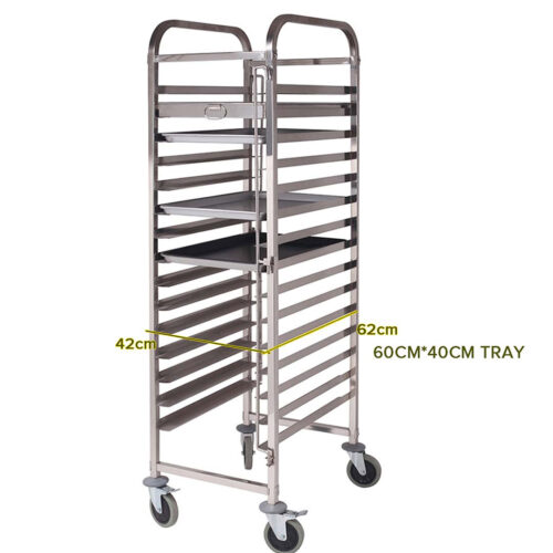 Gastronorm Trolley 16 Tier Stainless Steel with Aluminum Baking Pan Cooking Tray for Bakers - Image 2