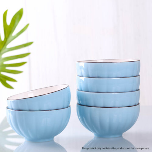 Blue Japanese Ceramic Dinnerware Crockery Soup Bowl Plate Server Kitchen Decor Set of 6 - Image 3