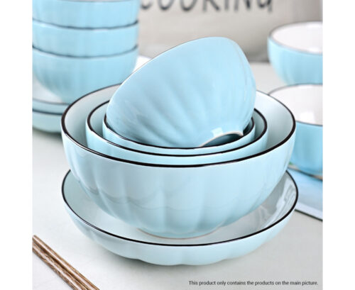 Blue Japanese Ceramic Dinnerware Crockery Soup Bowl Plate Server Kitchen Decor Set of 9 - Image 4