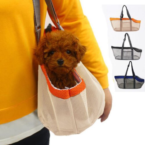 Orange Pet Carrier Bag Breathable Net Mesh Tote Pouch Dog Cat Travels - Image 3