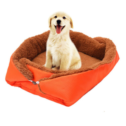 Orange Dual-purpose Cushion Nest Cat Dog Bed Warm Plush Kennel Mat Pet Home Travels