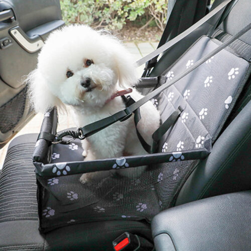 Waterproof Pet Booster Car Seat Breathable Mesh Safety Travel Portable Dog Carrier Bag Black - Image 9