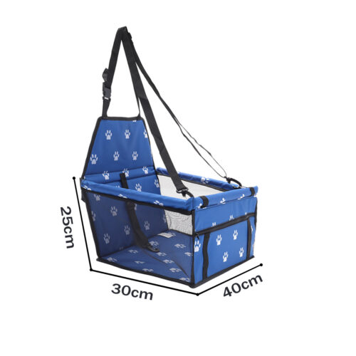 Waterproof Pet Booster Car Seat Breathable Mesh Safety Travel Portable Dog Carrier Bag Blue - Image 2