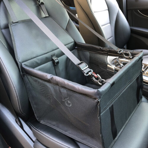 Waterproof Pet Booster Car Seat Breathable Mesh Safety Travel Portable Dog Carrier Bag Black - Image 7
