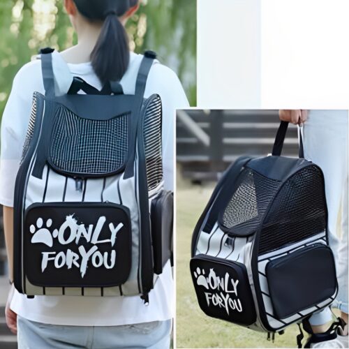 Black Pet Carrier Backpack Breathable Mesh Portable Safety Travels Outdoor Bag - Image 2