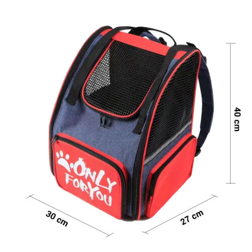 Red Pet Carrier Backpack Breathable Mesh Portable Safety Travels Outdoor Bag - Image 2