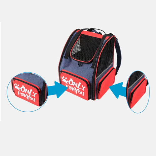 Red Pet Carrier Backpack Breathable Mesh Portable Safety Travels Outdoor Bag - Image 6